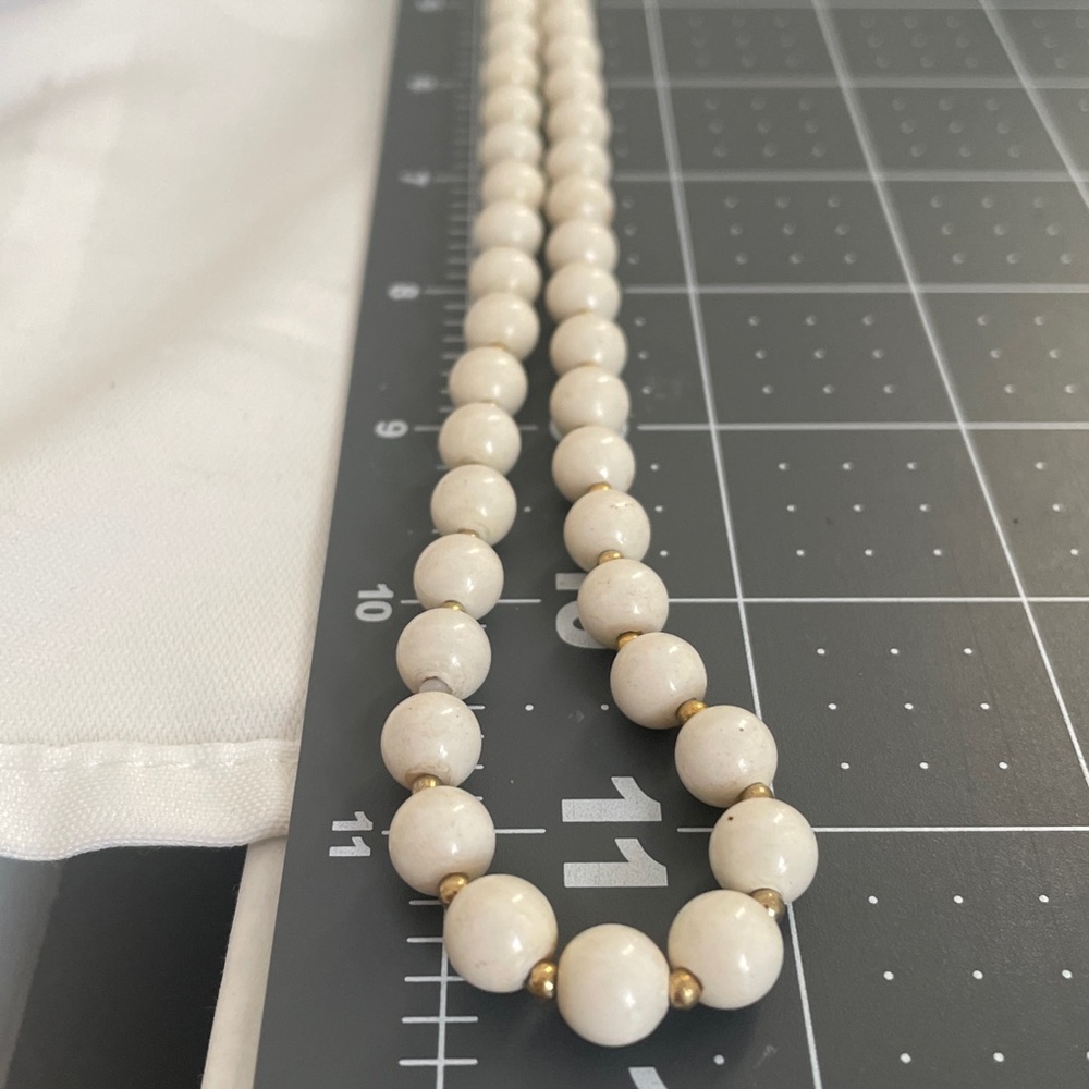 Gold Multi-Strand Multi Length Necklace w/White Beads - Women Jewelry - Trio set - Picture 9 of 11